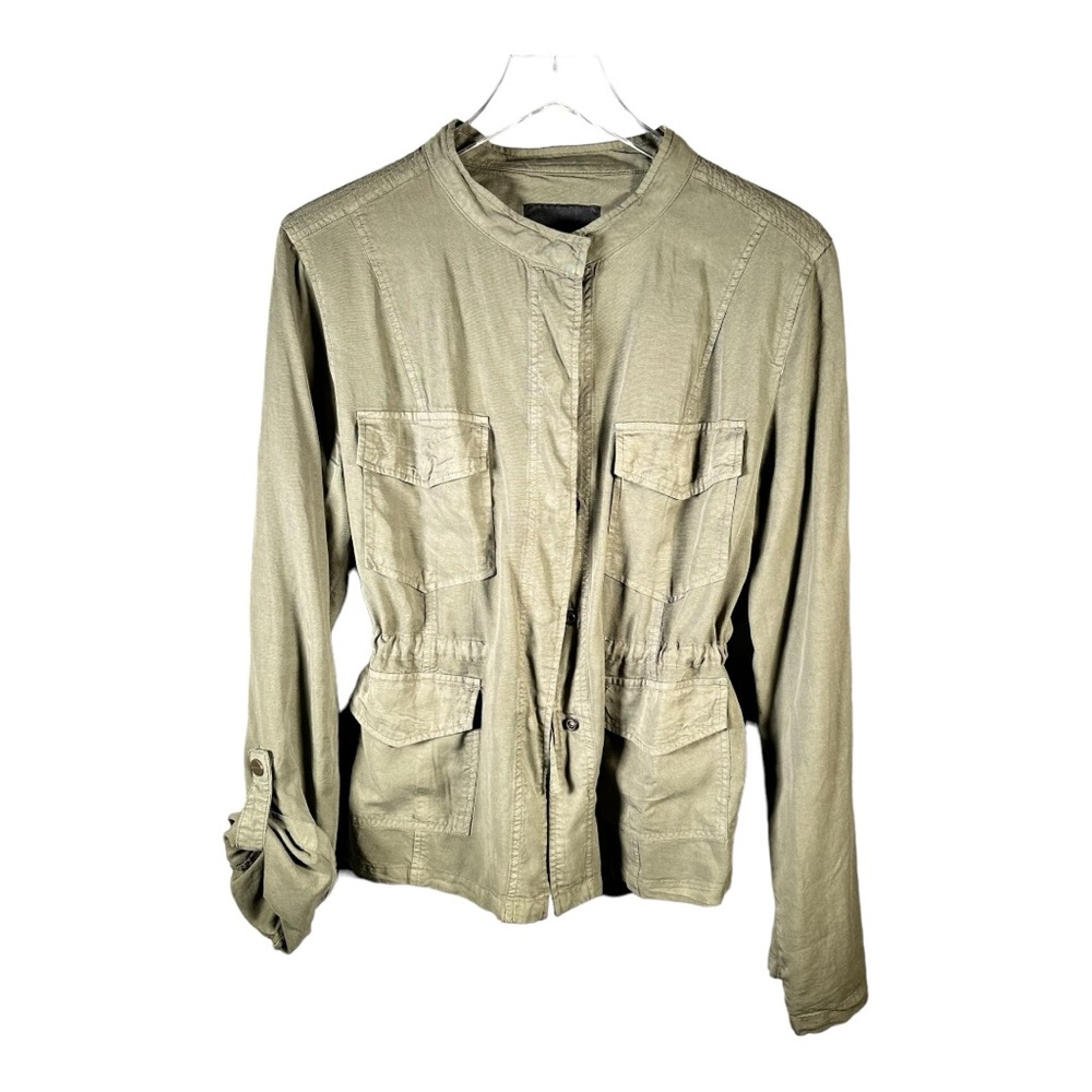 Anthropologie Sanctuary Safari Military Green Drawstring Utility Jacket Size XL